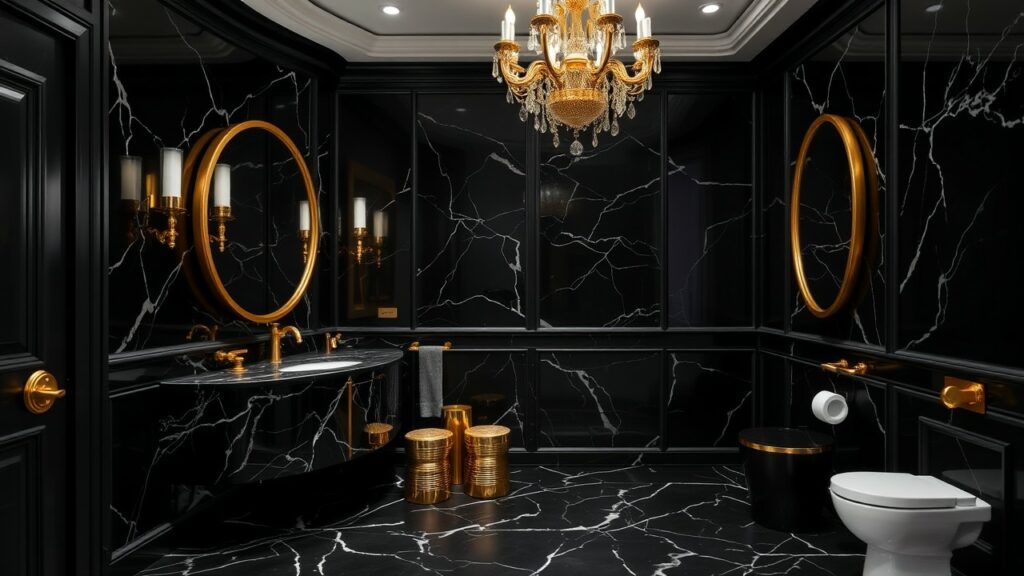 19 Black and Gold Luxury Bathroom Inspirations