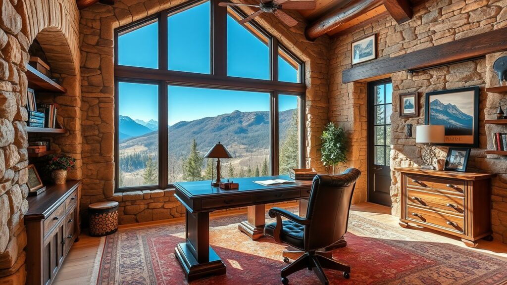 19 Mountain Stone Luxury Home Office Inspirations