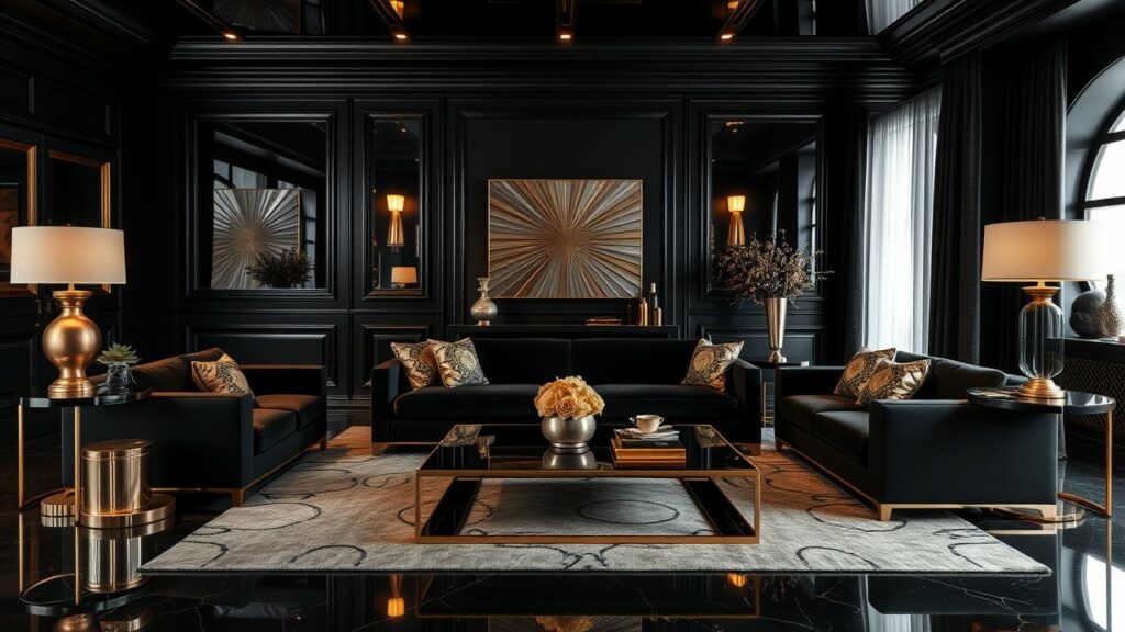 20 Black and Gold Living Room Inspirations