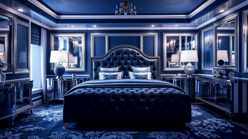 20 Sapphire and Silver Luxury Bedroom Inspirations