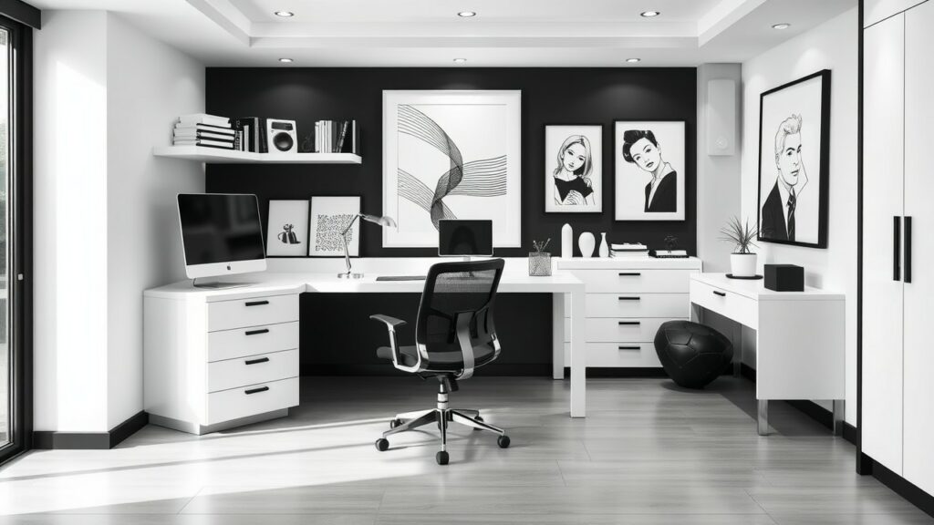 22 Monochrome Minimalist Luxury Home Office Inspirations